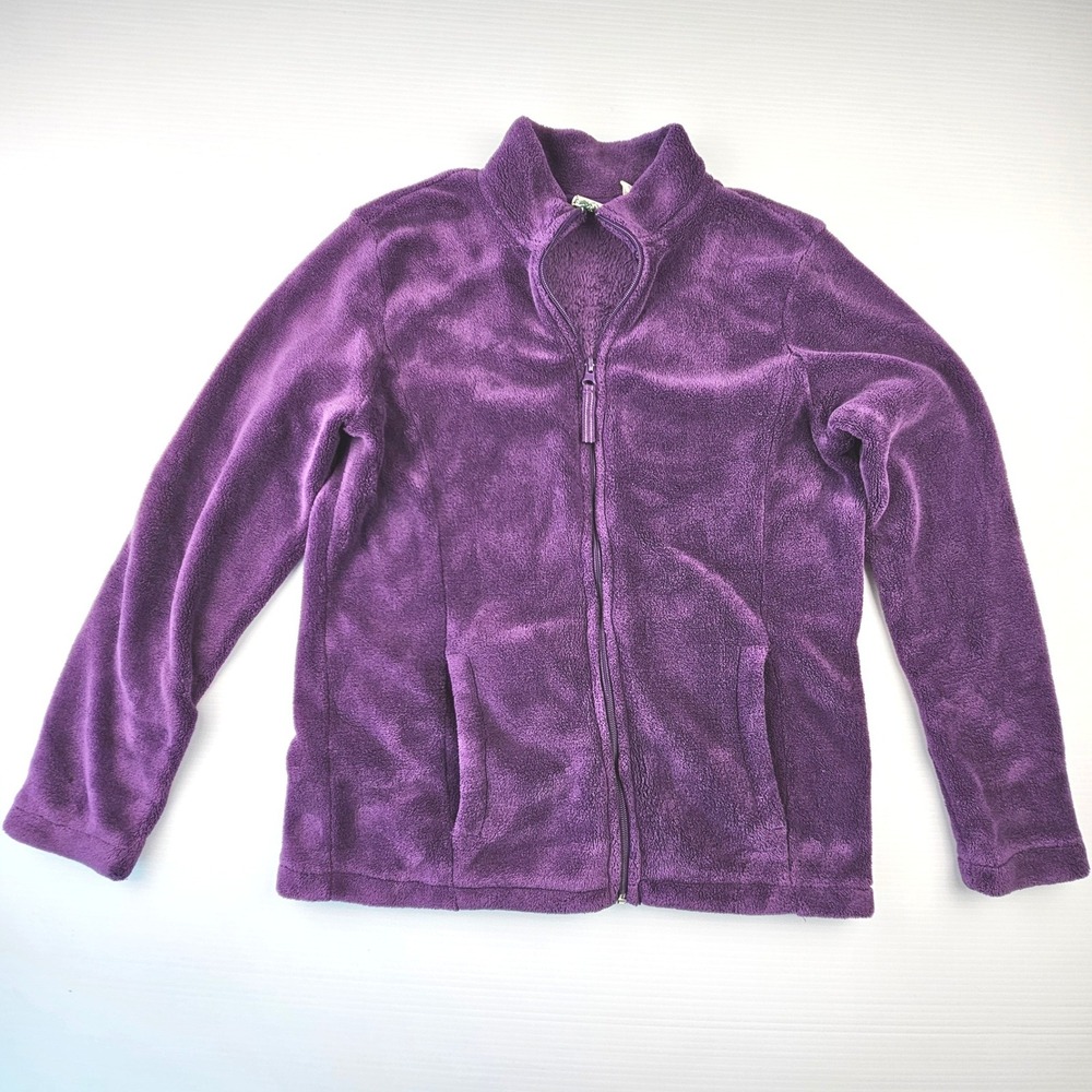 1990s Mountain Lake Womens Purple Full Zip Fleece Jacket Mock Neck Small Plush